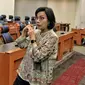 Menteri Keuangan Sri Mulyani usai mengikuti rapat kerja pemerintah dengan Banggar DPR di Kompleks Parlemen, Senayan, Jakarta, Rabu (14/9/2022). Rapat tersebut membahas postur sementara RUU APBN TA 2023. (Liputan6.com/Angga Yuniar)