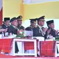 Edy Rahmayadi menghadiri upacara peringatan Hari Ulang Tahun (HUT) ke-78 Tentara Nasional Indonesia (TNI) di Lapangan Astaka Dinas Kepemudaan dan Keolahragaan Pemerintah Provinsi Sumut, Jalan Williem Iskandar, Deli Serdang