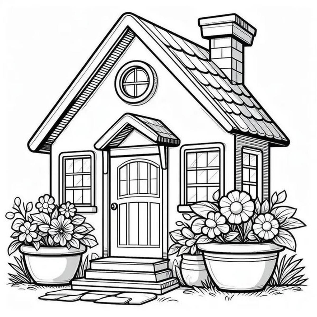 Ilustrasi Rumah Hitam Putih