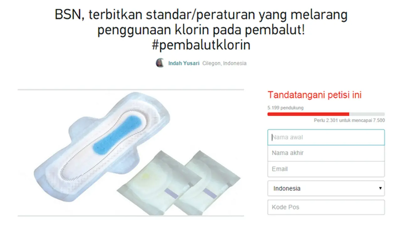 Ribuan Netizen Protes Penggunaan Klorin Pada Pembalut
