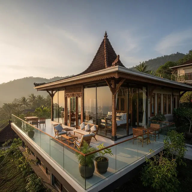 Desain Rumah Minimalis dengan Atap Limasan dan Teras Lebar/Gemini AI