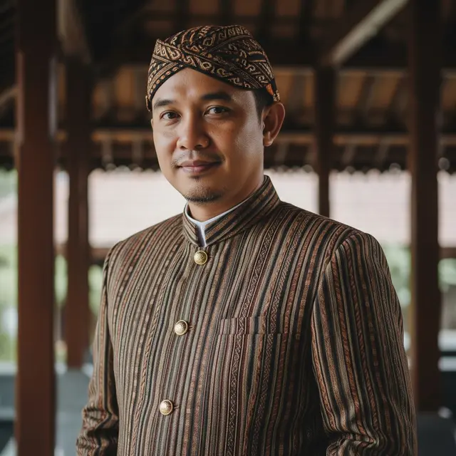 Model Baju Lurik Ikat (Image by Gemini AI)