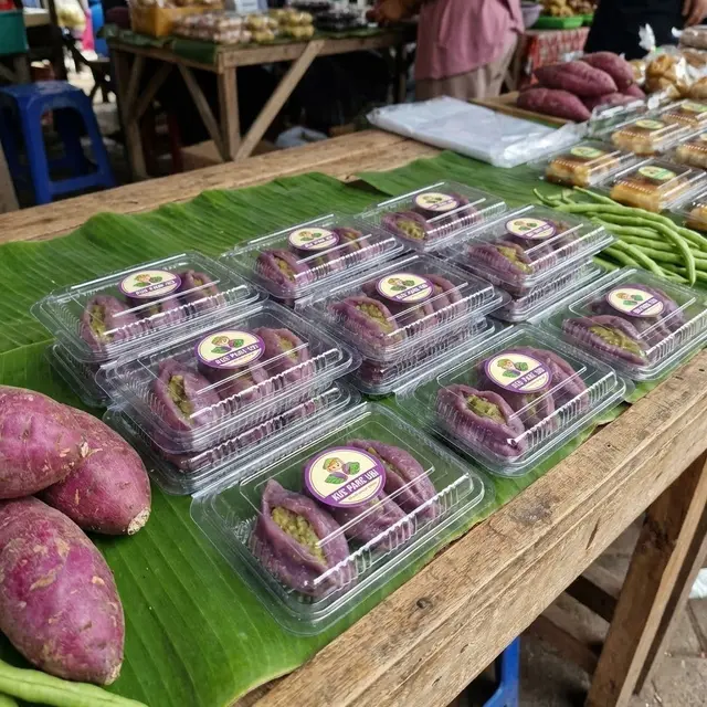 Ilustrasi Kue Pare Ubi Jalar Isi Kacang Hijau/Gemini AI