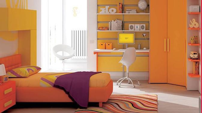 Inspirasi Kamar  Tidur dengan Sentuhan Warna  Orange  Keren 