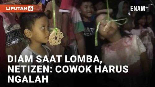 VIDEO: Bocah Terdiam Saat Lomba Makan Kerupuk, Netizen: Cowok Harus Ngalah