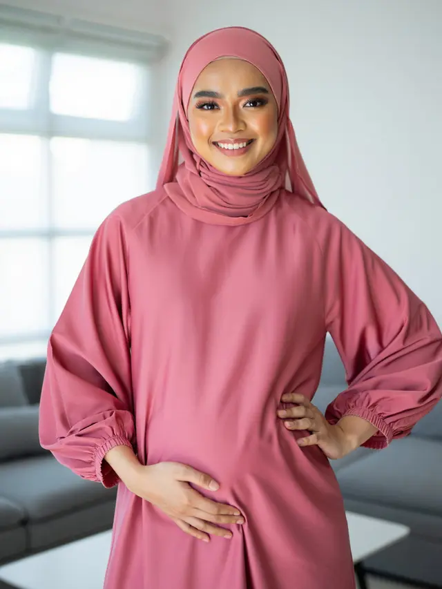 Model Gamis Ibu Hamil Kombinasi Polos Nyaman