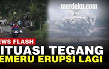 VIDEO: Gunung Semeru Kembali Erupsi, Warga Panik Berlarian Selamatkan Diri