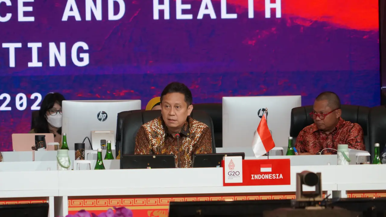 Menkes Budi dalam pembukaan G20 the 2nd Joint Finance and Health Ministers’ Meeting di Bali, pada Sabtu, 12 November 2022. (Foto: Dok Kemenkes)