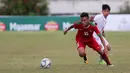 Pemain Timnas Indonesia U-19, Saddil Ramdani, saat pertandingan melawan Vietnam pada laga AFF U-18 di Stadion Thuwunna, Yangon, Senin (11/9/2017). Indonesia kalah 0-3 dari Vietnam. (Liputan6.com/Yoppy Renato)