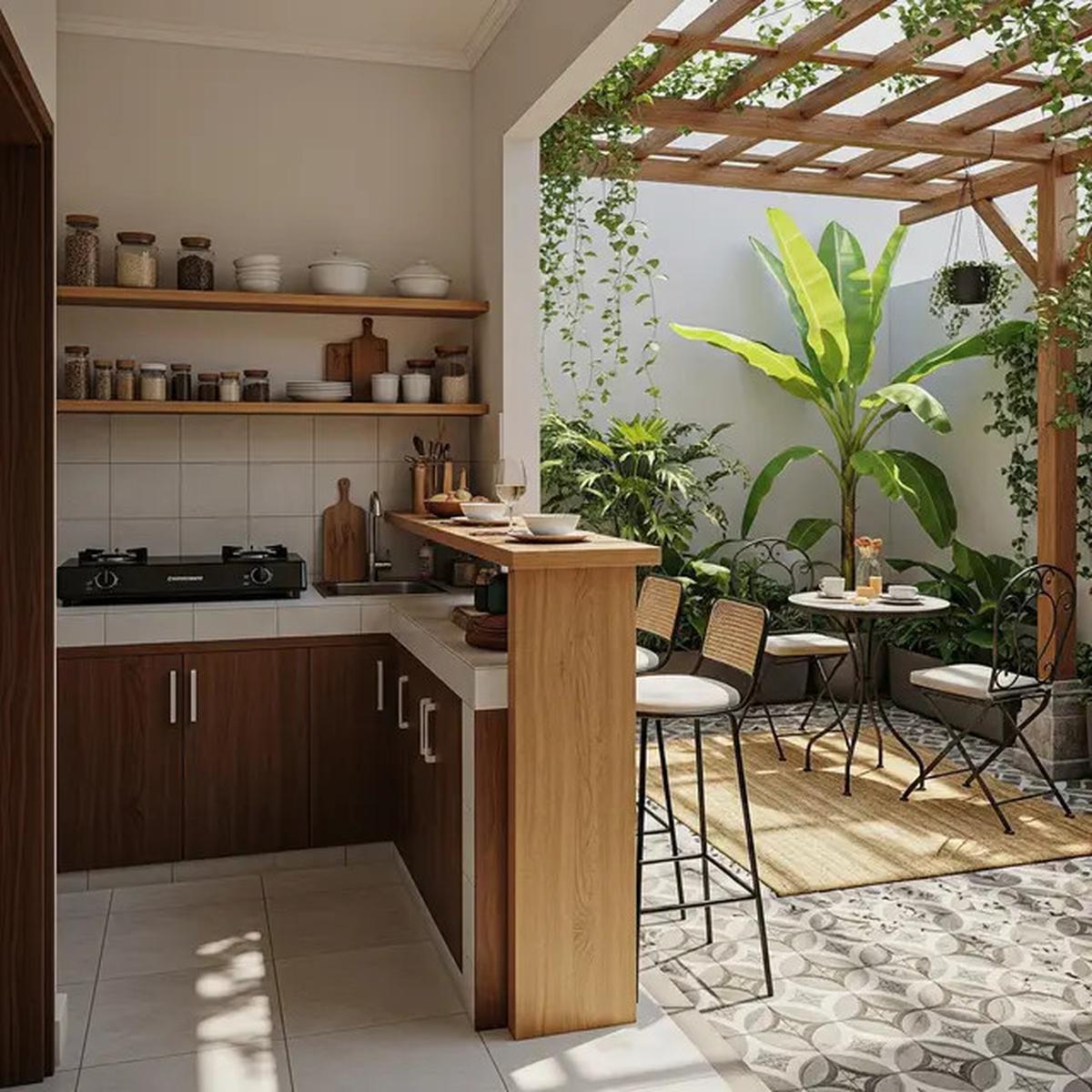 9 Model Dapur Terbuka 2x3 Meter Rumah Type 45 dengan Area Makan Ala Kafe Outdoor