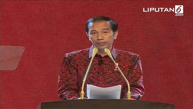 Jokowi memulai pidato dengan pekikan semangat bagi para tamu yang hadir. Merdeka! Merdeka! Merdeka! Merdeka!