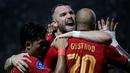 <p>Pemain Persija Jakarta merayakan gol yang dicetak oleh Gustavo Almeida ke gawang PSBS Biak dalam laga lanjutan BRI Liga 1 2024/2025 di Stadion Patriot Candrabhaga, Bekasi, Minggu (02/02/2025). (Bola.com/Bagaskara Lazuardi)</p>