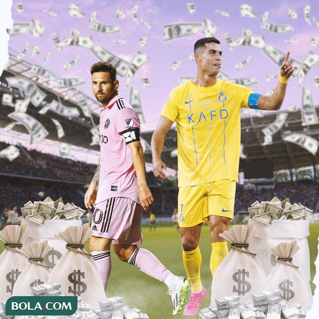 Ilustrasi - Cristiano Ronaldo dan Lionel Messi Bergelimang Uang