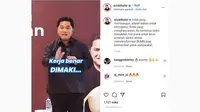 Tangkapan layar unggahan Instagram Menteri BUMN Erick Thohir dengan akun @erickthohir, Kamis (7/7/2022).