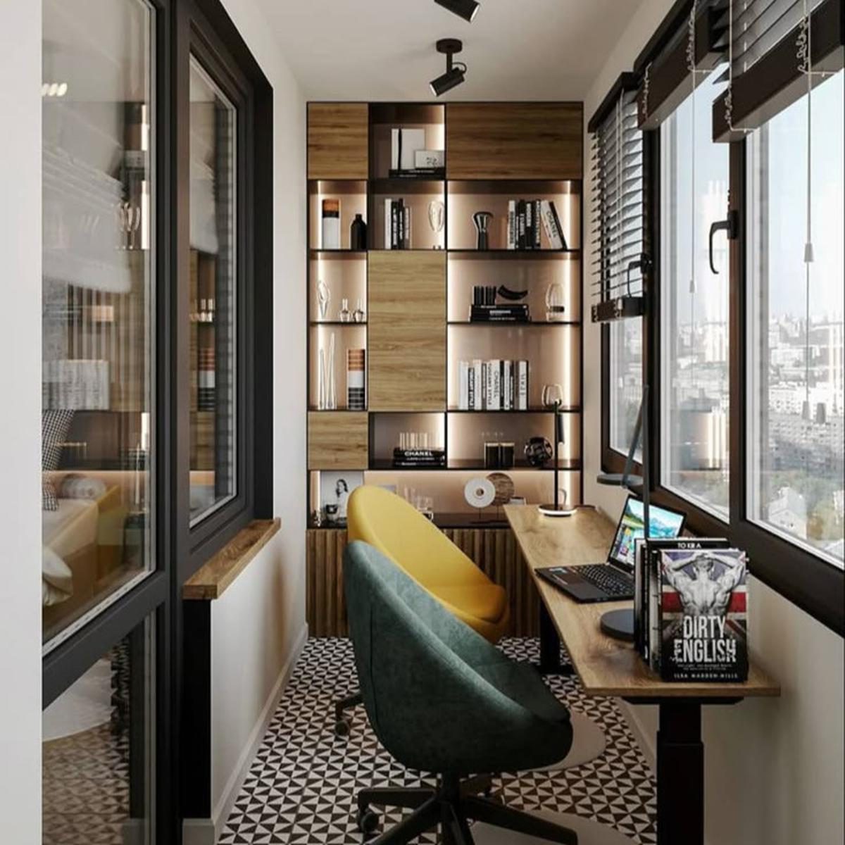 Ilustrasi Balkon dengan Tempat Kerja Tertutup Kaca (&copy;Pinterest)
