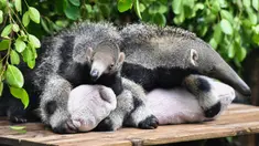 Sepasang bayi trenggiling kembar terlihat di Taman Safari Chimelong di Guangzhou, Provinsi Guangdong, China selatan, pada 10 Juni 2020. Bayi trenggiling kembar jantan dan betina tersebut, yang lahir pada 3 Maret tahun ini, diperkenalkan ke publik di Guangzhou pada Rabu (10/6). (Xinhua/Liu Dawei)