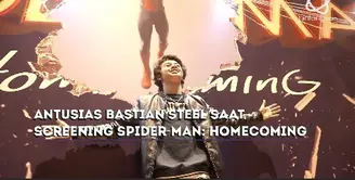 Seperti ini antusias Bastian Steel saat hadir di Oppo Screening film Spider-Man: Homecoming.