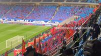 Suporter Timnas Indonesia ditempatkan di sisi utara tribune Qingdao Youth Football Stadium, Selasa (15/10/2024). (Instagram Story PPI Shandong)