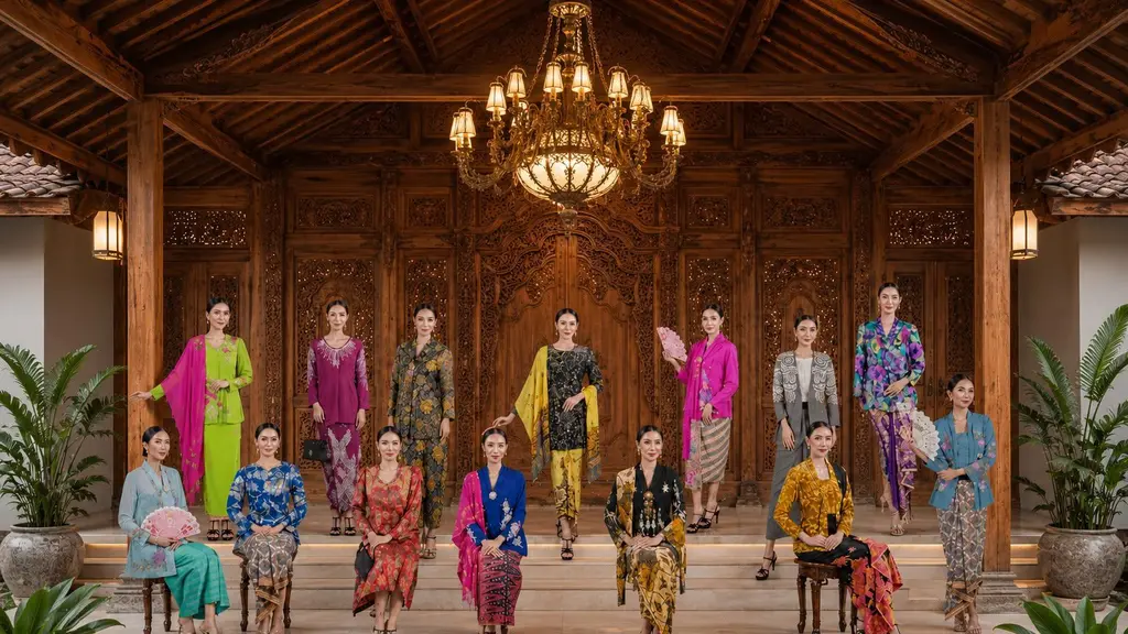 Koleksi pribadi busana perempuan Nusantara dari ibu Rahmi Hatta menawarkan berbagai jenis warna dan model. (Foto/dok: Hotel Indonesia Kempinski Jakarta)