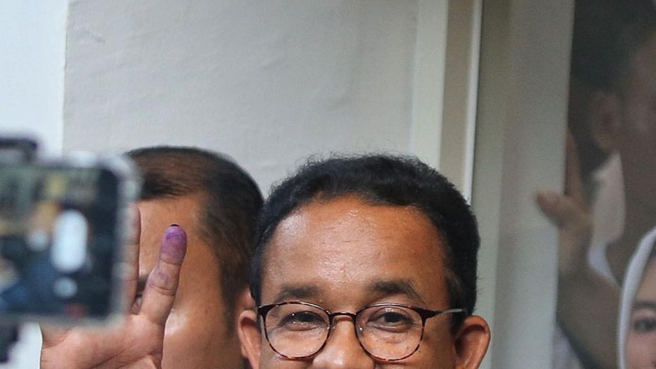 Anies-Muhaimin sebelumnya berada di markas Timnas AMIN usai mencoblos di Tempat Pemungutan Suara (TPS) masing-masing.&nbsp;Liputan6.com/Angga Yuniar<br>