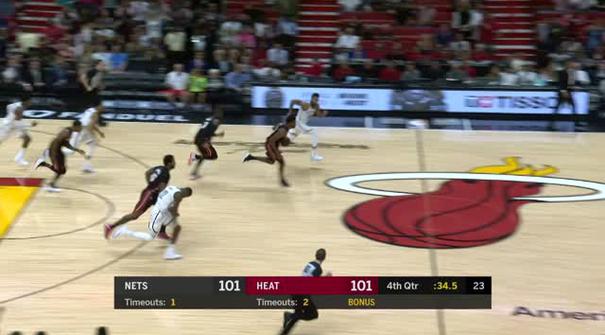 Berita video game recap NBA 2017-2018 antara Brooklyn Nets melawan Miami Heat dengan skor 110-109.
