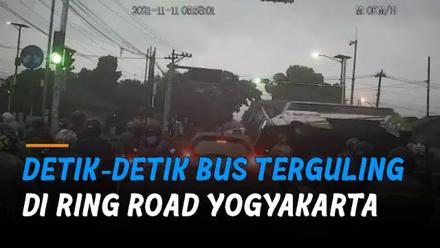 Sebuah kecelakaan bus terjadi pada Kamis (11/11/2021) pagi di Sleman, D.I. Yogyakarta.