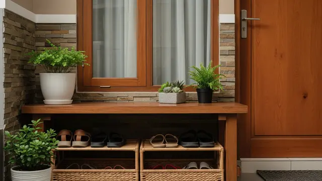Teras Natural dengan Keranjang Anyaman