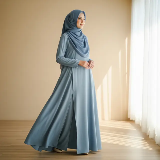 9 Model Gamis A-line Syari Berbahan Jatuh, Anggun dan Nyaman Pilihan Muslimah
