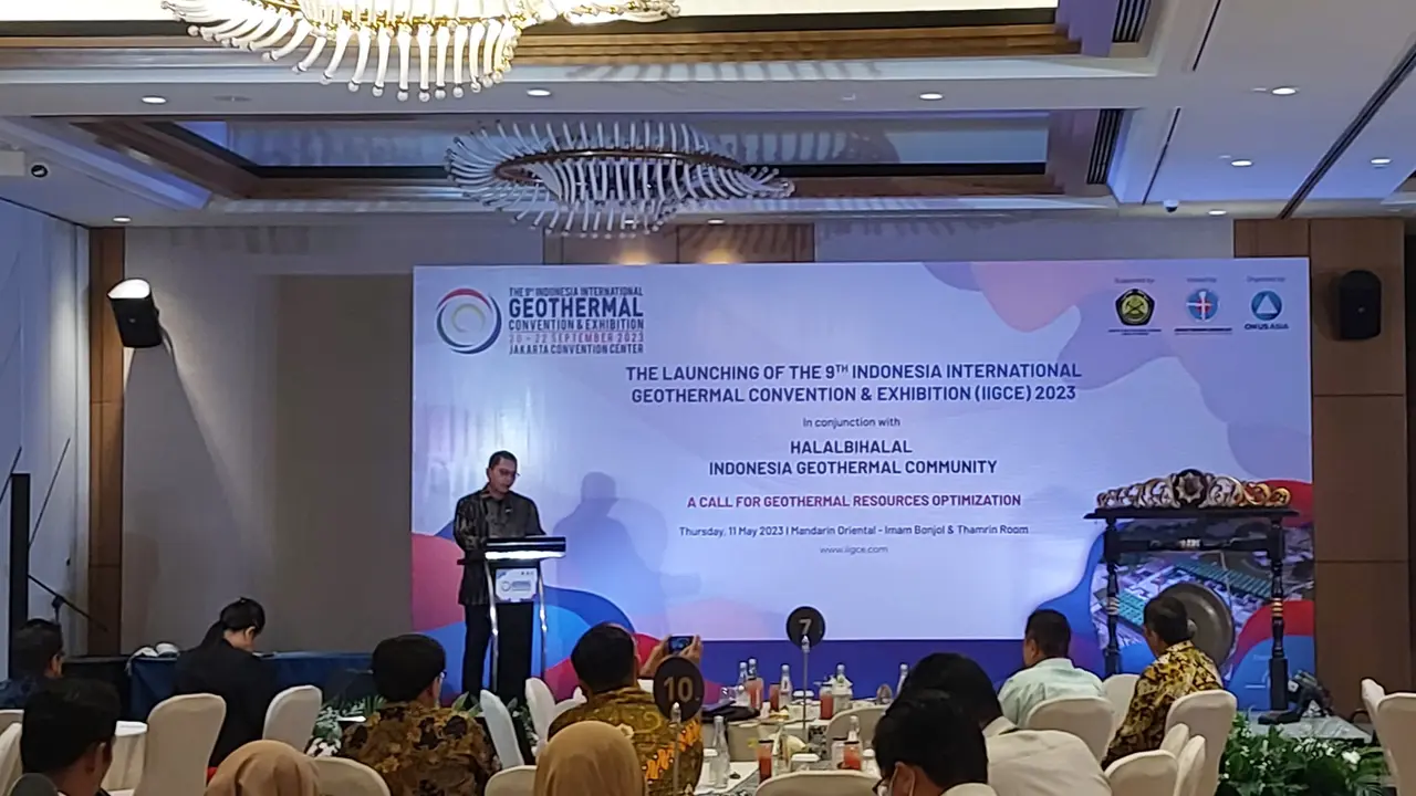 Launching The 9th Indonesia International Geothermal Convention & Exhibition (IIGCE) 2023 atau pameran panas bumi berskala internasional. (Arief/Liputan6.com)
