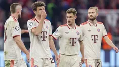 Ekspresi para pemain Bayern Munchen setelah pertandingan leg pertama perempat final Liga Champions 2024/2025 melawan Inter Milan di Munich, Jerman, pada 8 April 2025 atau Rabu 9 April 2025 dini hari WIB. (Alexandra BEIER/AFP)
