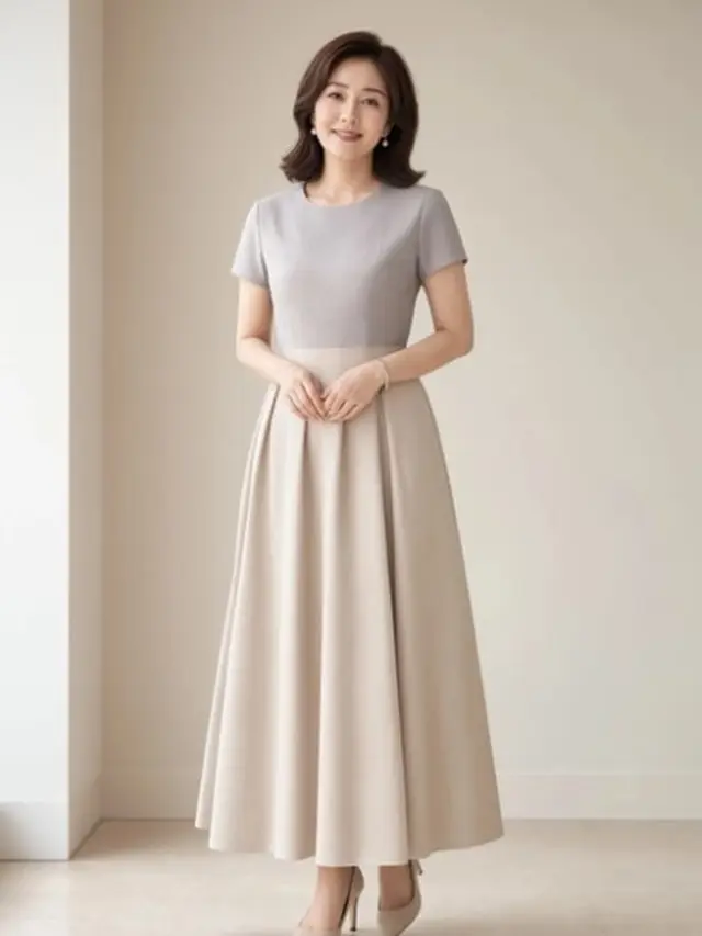 Model Baju Wanita Usia 50 Tahun Kombinasi Polos
