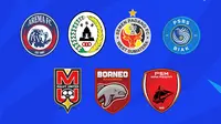 BRI Liga 1 - Ilustrasi Logo Arema FC, PSS Sleman, Semen Padang FC, PSBS Biak, Malut United, Borneo FC, PSM Makassar (Bola.com/Adreanus Titus)