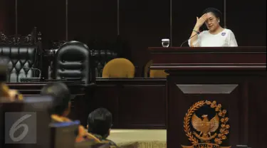 Presiden ke-5 RI Megawati Soekarnoputri memberi materi  di Kompleks Parlemen, Senayan, Jakarta. (Liputan6.com/Herman Zakharia)