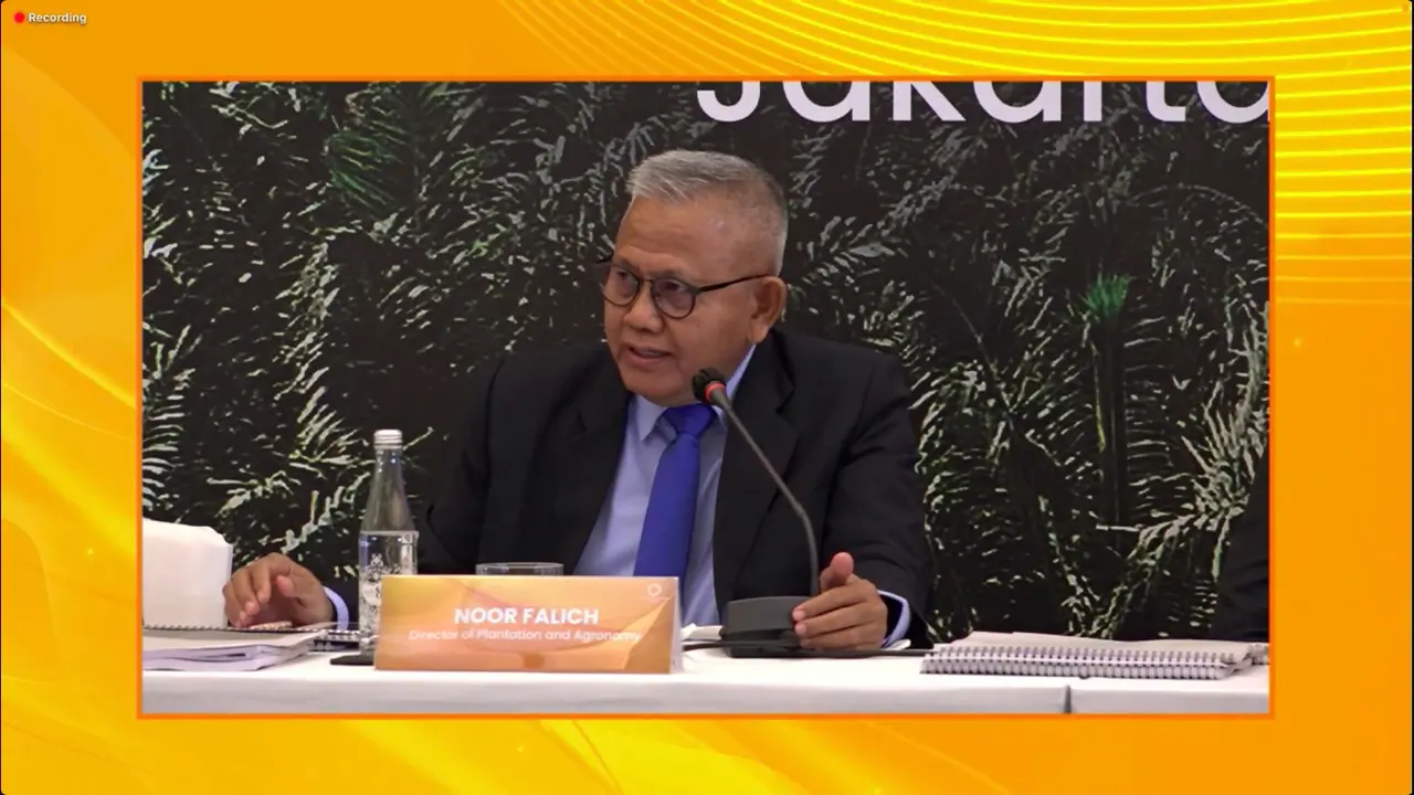 Direktur PT Teladan Prima Agro Tbk, Noor Falich saat konfrensi pers perseroan, Rabu (3/5/2023). (Foto: tangkapan layar/Pipit I.R)