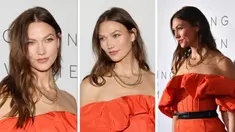 Penampilan Model Karlie Kloss saat Kenakan Gaun Oranye, Penuh Pesona (AFP Photo)