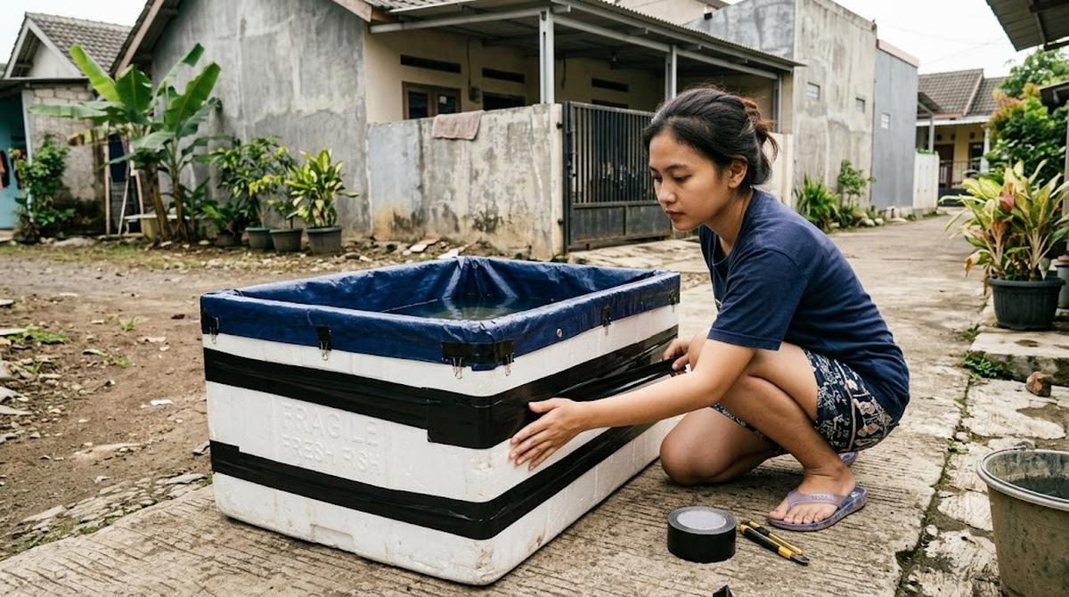 Cara Membuat Kolam Ikan Lele dari Box Styrofoam Bekas