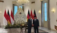 Menteri Luar Negeri Republik Indonesia Sugiono dan Menteri Luar Negeri Jerman&nbsp;Johann Wadephul di Gedung Pancasila, Kementerian Luar Negeri Republik Indonesia, Rabu (20/8/2025). (Dok. Liputan6.com/Khairisa Ferida)