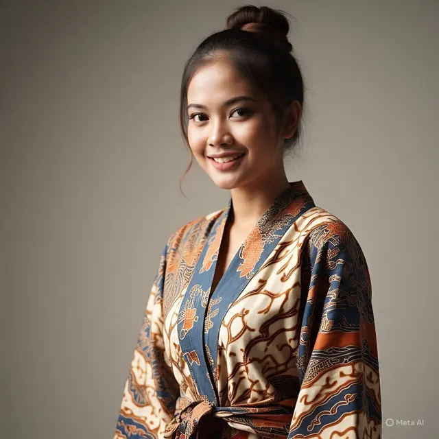 2. Outer Kimono Batik dan Inner Polos yang Serasi