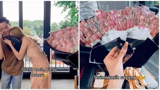 2 Tahun Pacaran, Pria Ini Beri Kado Buket Uang Rp 10 Juta dan Mobil Mewah ke Pacarnya