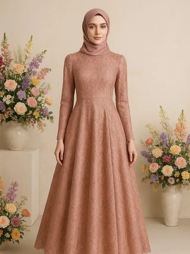 Model Gamis Brokat Elegan Ini Bikin Kamu Tampil Anggun di Kondangan