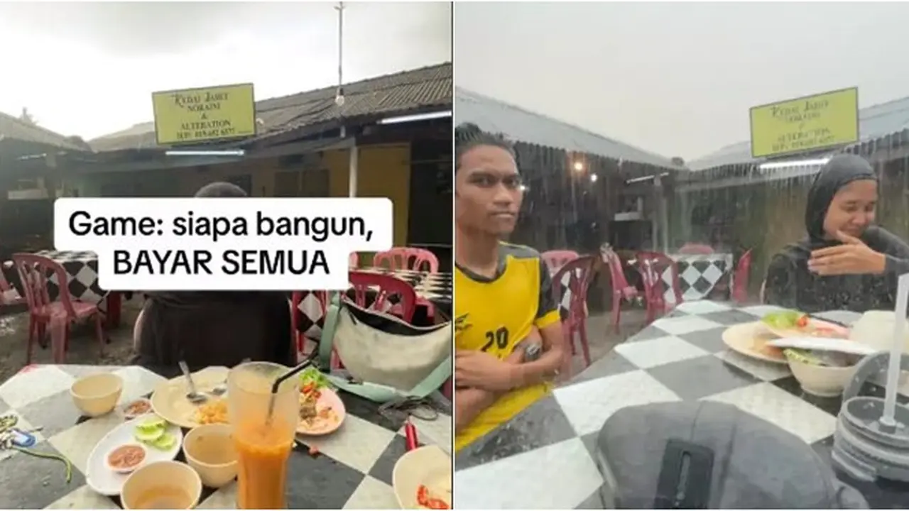 Momen Kocak Sahabat Ajak Taruhan saat Hujan Ini Endingnya Enggak Disangka