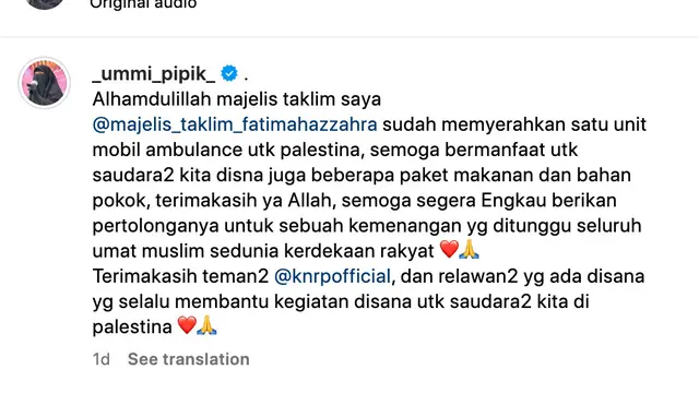 Unggahan Umi Pipik. (Foto: Dok. Instagram @_ummi_pipik_)