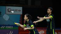 Rinov Rivaldy/Pitha Haningtyas Mentari harus terhenti di babak pertama turnamen bulutangkis SimInvest Indonesia Open 2021. (PBSI)