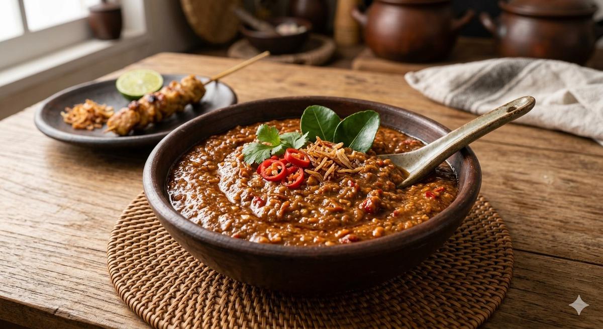 Cara Buat Bumbu Kacang Sate (Foto: Gemini AI)
