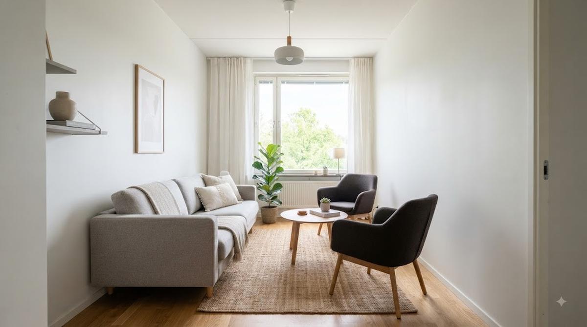 Cara Menata Sofa agar Ruang Tamu Kecil. (AI Generated)