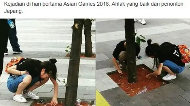 [Bintang] Nonton Asian Games 2018, Warga Jepang Punguti Sampah yang Dibuang Sembarangan