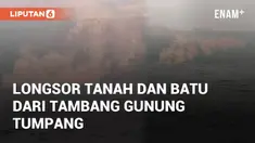 Viral video longsoran material tanah dan batu dari tambang emas Gunung Tumpang Pitu. Longsor diduga akibat aktivitas blasting oleh PT Bumi Suksesindo (BSI)
