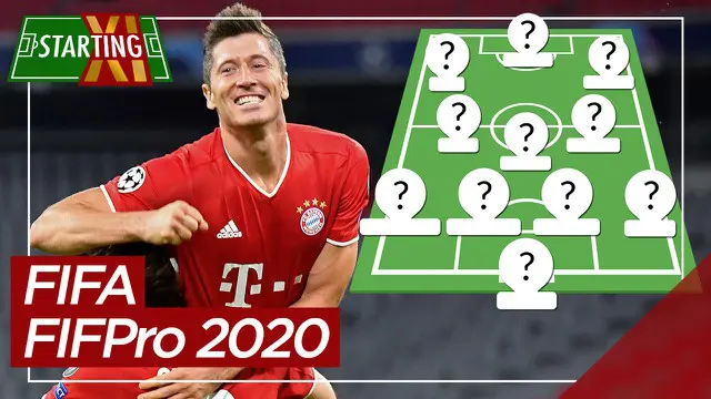 Berita motion grafis Starting XI terbaik FIFA FIFPro 2020. Dominasi pemain Bayern Munchen dan Liverpool.