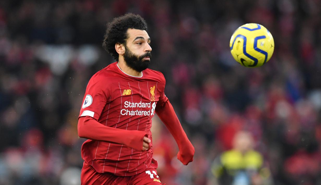 7. Mohamed Salah (liverpool) – Salah menjadi pemain tercepat dan andal di Liverpool. Penyerang asal Mesir ini memiliki kecepatan 35km/jam. (AFP/Paul Ellis)
