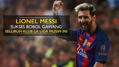 Berita video motion grafis statistik Lionel Messi yang sudah sukses bobol gawang seluruh klub La Liga pada musim 2016/2017.